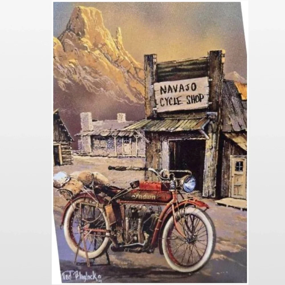 Vintage Baylock Indian Motorcycle Metal Tin Art #1030 Wall Décor Sign